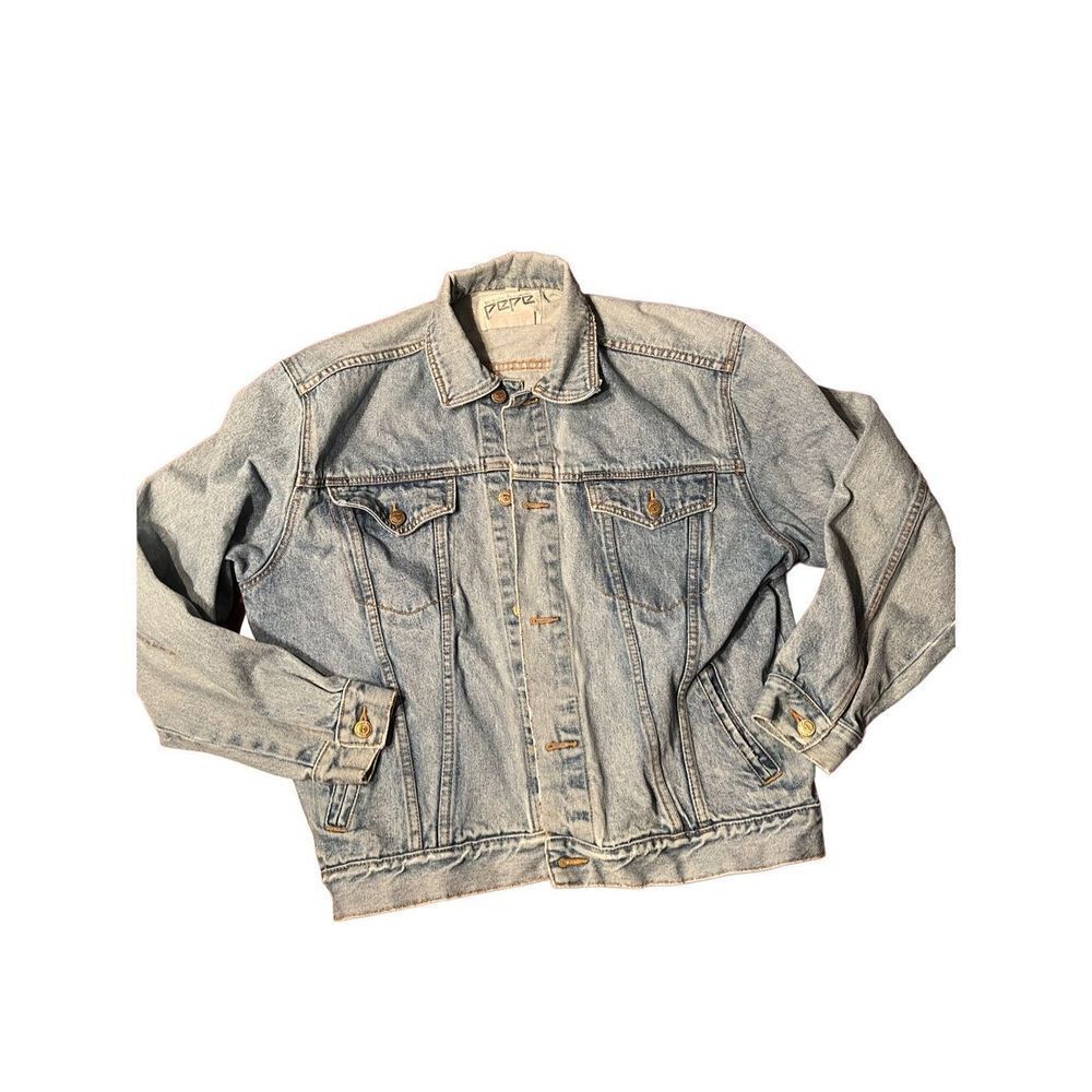 Vintage Pepe Light Wash Jean Jacket Distressed Medium